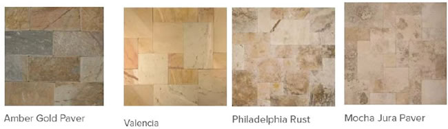 Pictures of different types of travertine pavers.